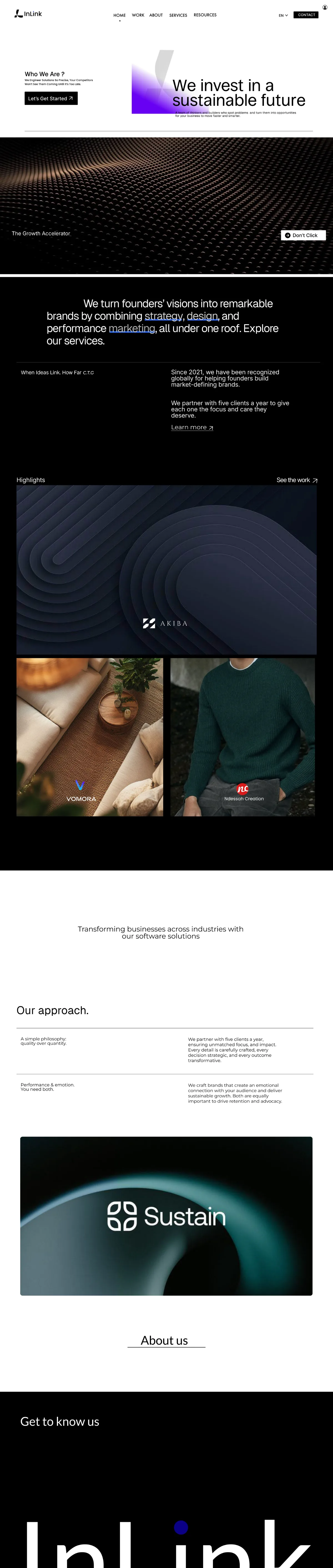 InLink software company website UI/UX and web design by Stanley N.: full-page design